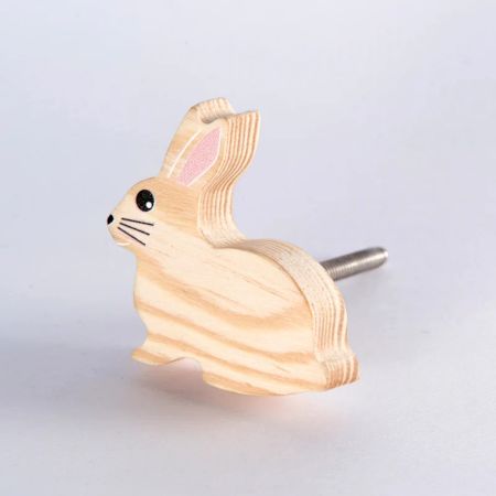 Handcrafted Pine Wood Rabbit Knob